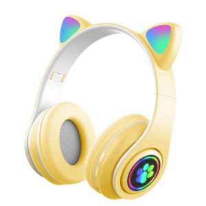 RGB  Gaming Earphone Cute Boys Girls Wired Wireless Headphones Christmas Gift LED New B39 Cat Ear Headset